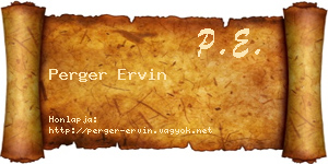 Perger Ervin névjegykártya